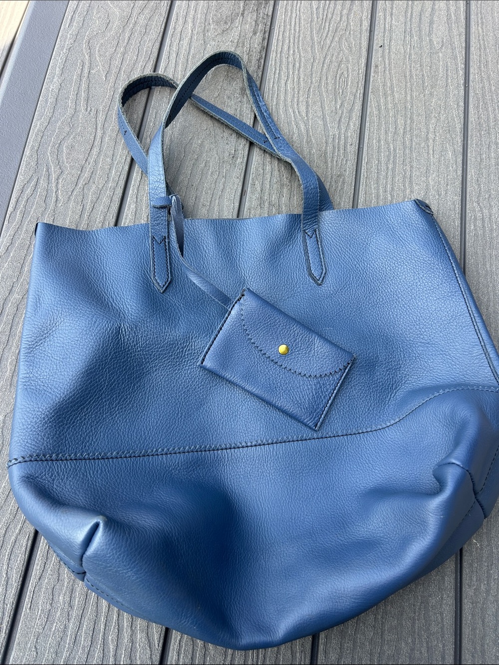 J. Crew Cobalt Leather Tote with Double Straps